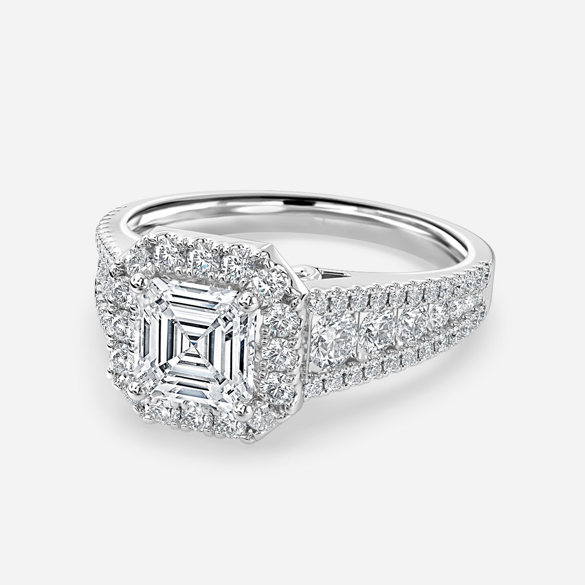 Asscher Halo Engagement Ring