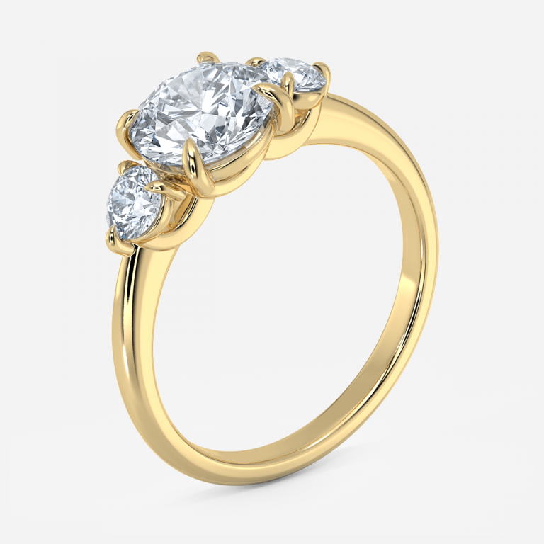Round Three Stone Engagement Ring