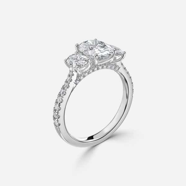 Oval Three Stone Engagement Ring