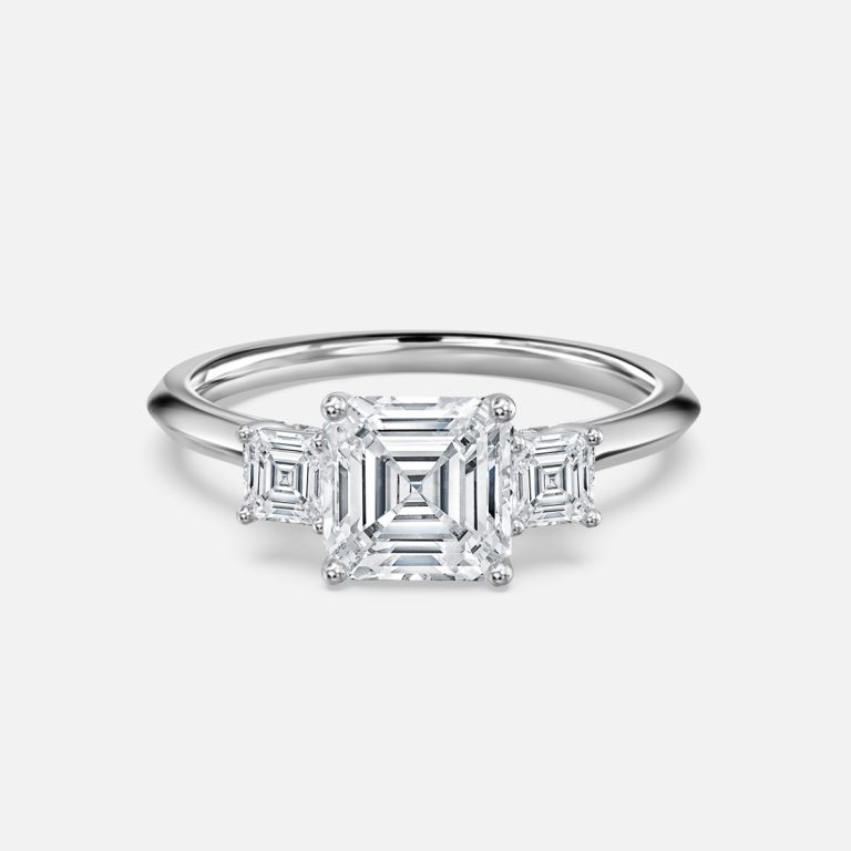 Asscher Three Stone Engagement Ring