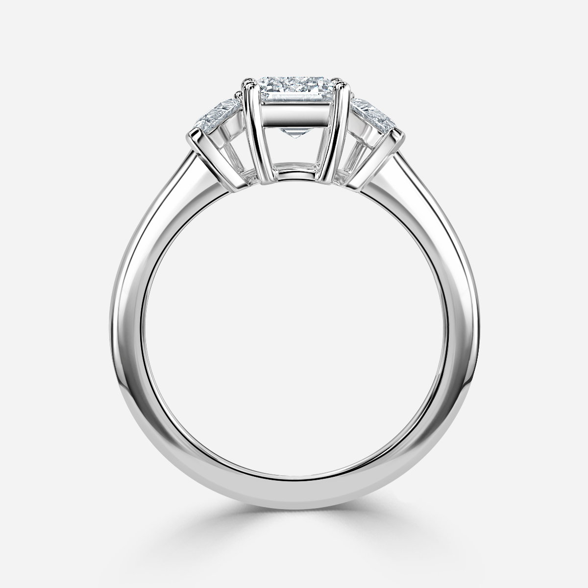 Emerald Three Stone Engagement Ring