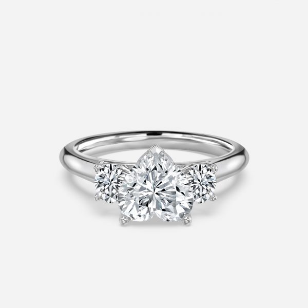 Heart Three Stone Engagement Ring