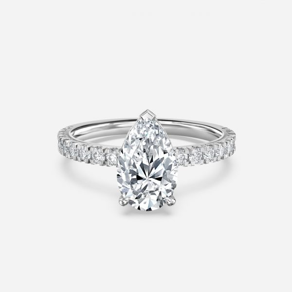Pear Hidden Halo Engagement Ring