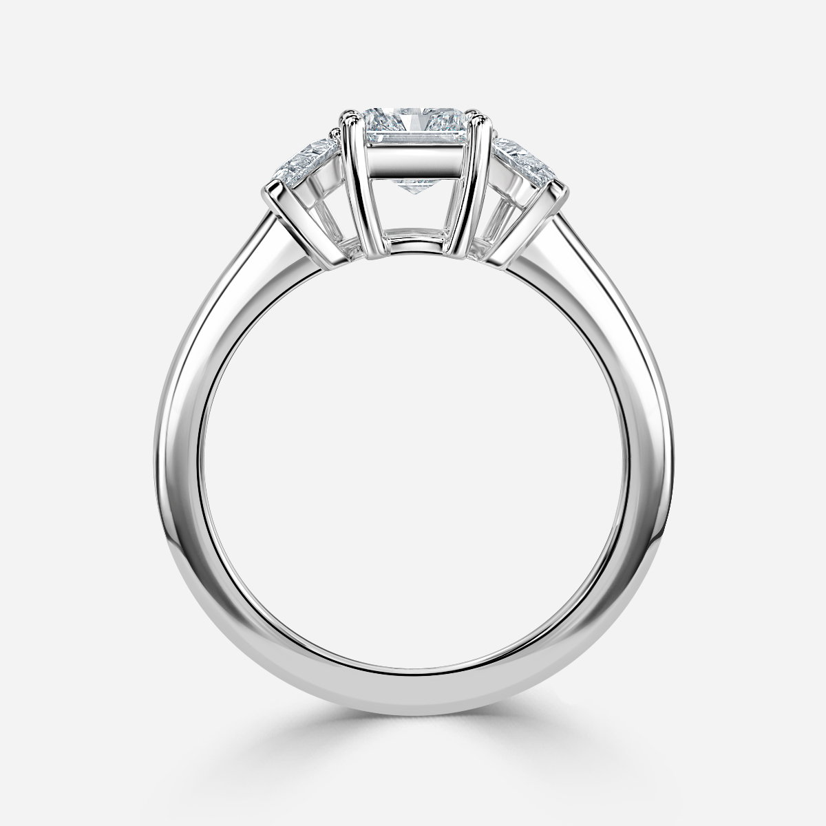 Radiant Three Stone Engagement Ring