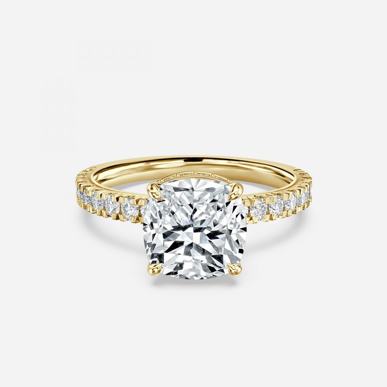 Cushion Hidden Halo Engagement Ring