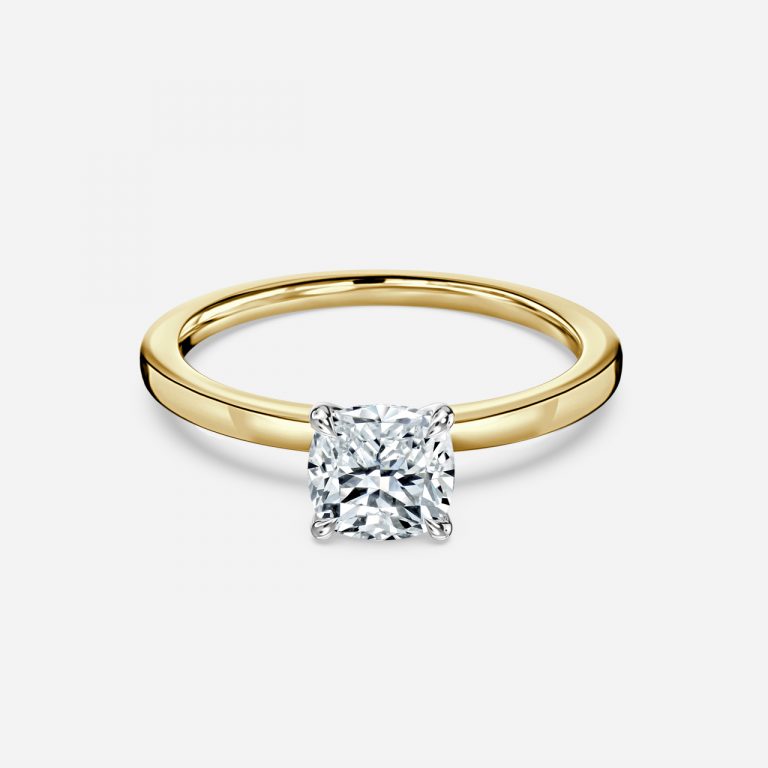 Cushion Two Tone Solitaire Engagement Ring