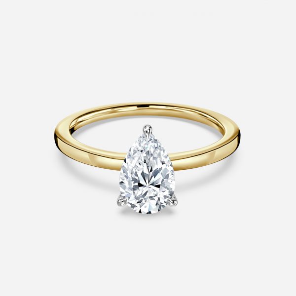 Pear Two Tone Solitaire Engagement Ring