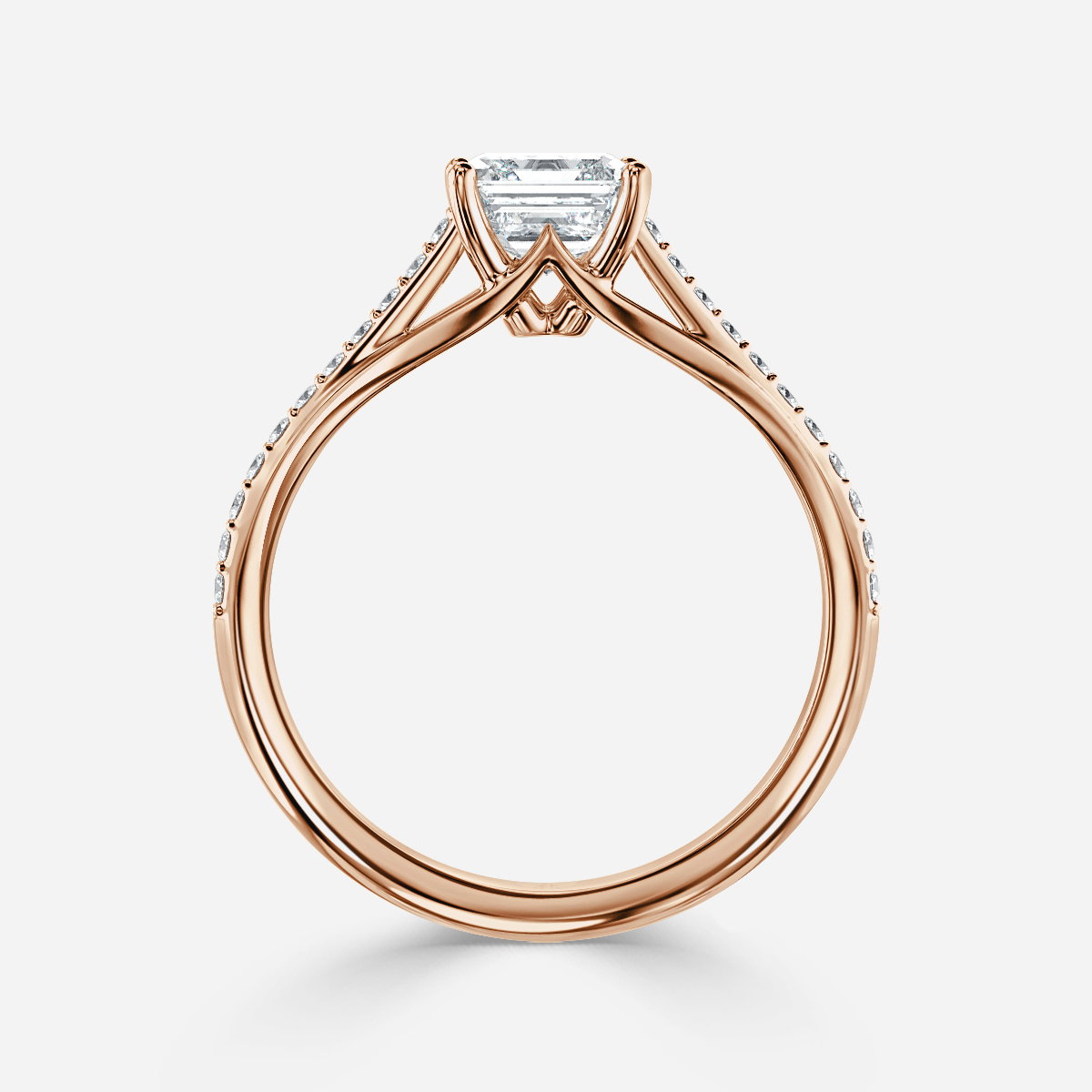 Asscher Diamond Band Engagement Ring