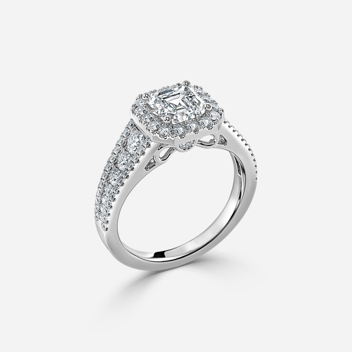 Asscher Halo Engagement Ring