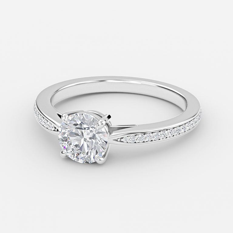 Round Diamond Band Engagement Ring