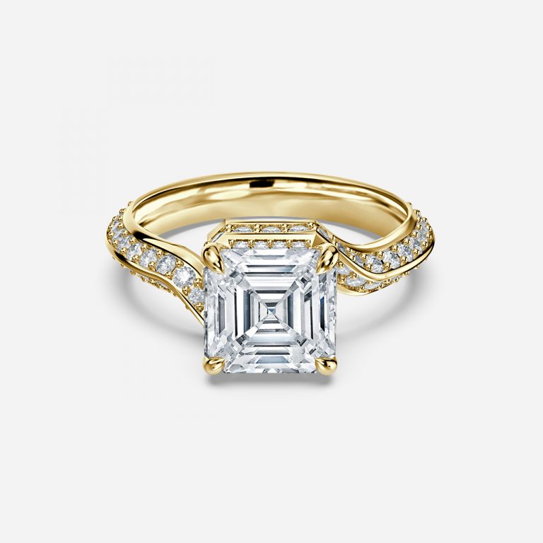 Asscher Hidden Halo Engagement Ring