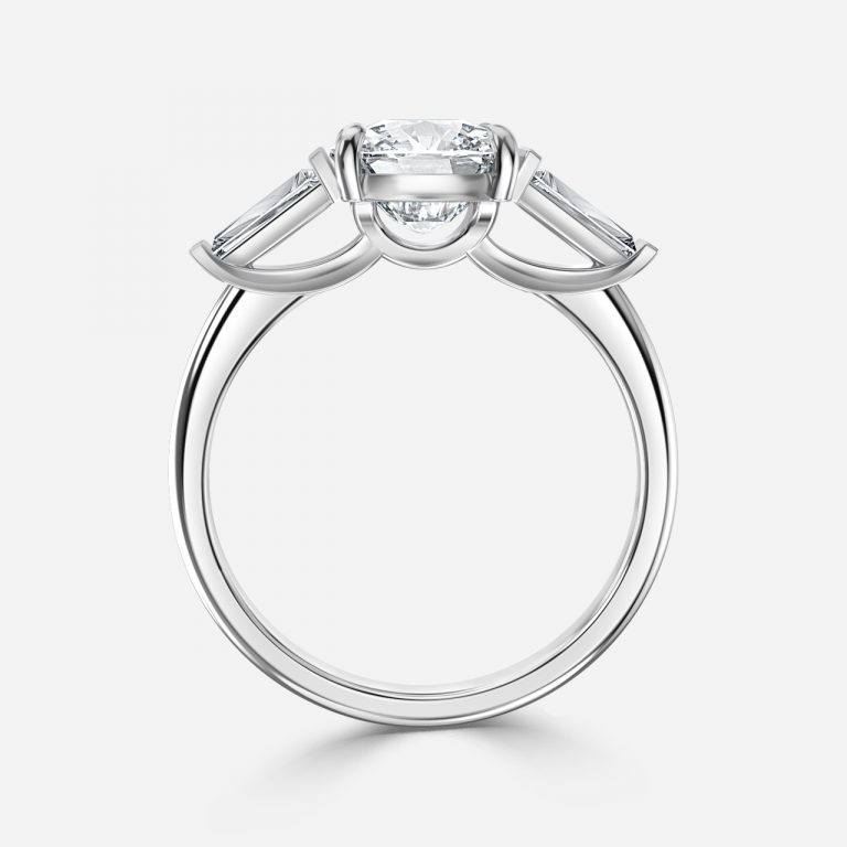 Cushion Three Stone Engagement Ring