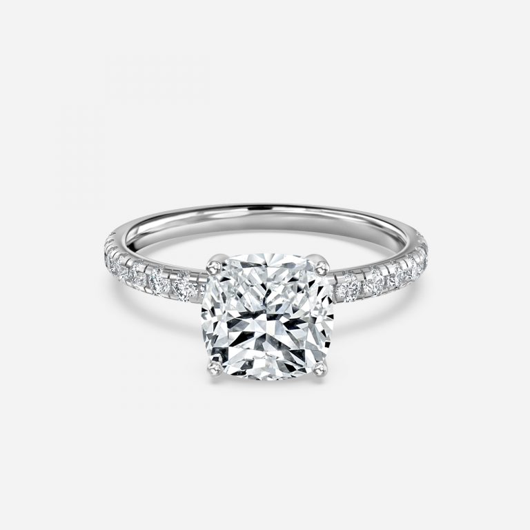 Cushion Diamond Band Engagement Ring