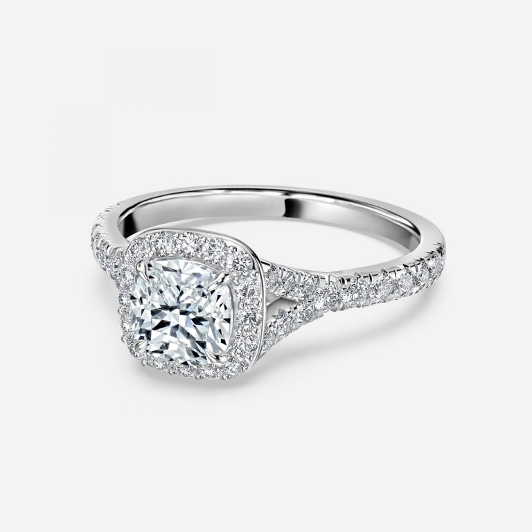 Cushion Halo Engagement Ring
