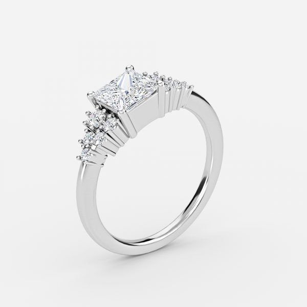 Princess Cluster Engagement Ring