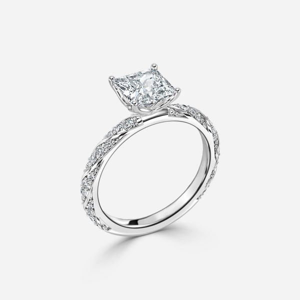 Princess Diamond Band Engagement Ring