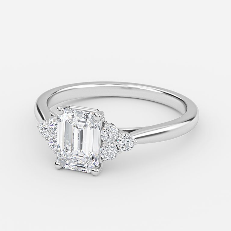 Emerald Cluster Engagement Ring