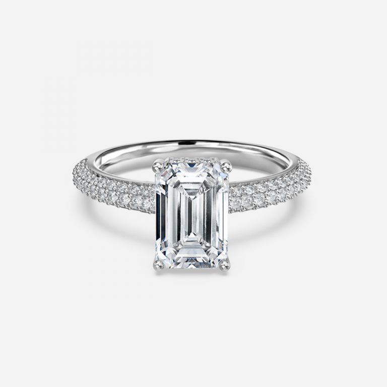 Emerald Hidden Halo Engagement Ring