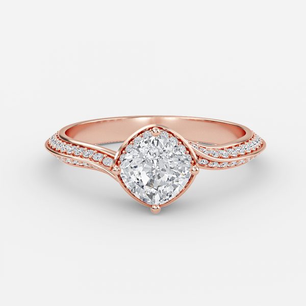 Cushion Hidden Halo Engagement Ring