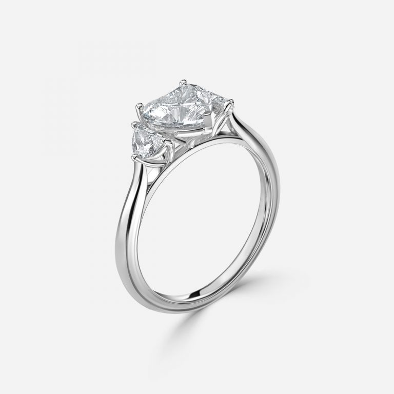 Heart Three Stone Engagement Ring