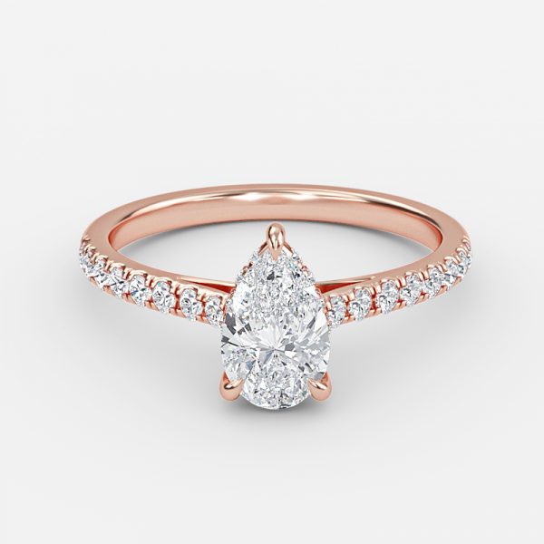 Pear Hidden Halo Engagement Ring