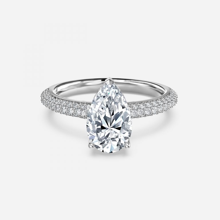 Pear Hidden Halo Engagement Ring