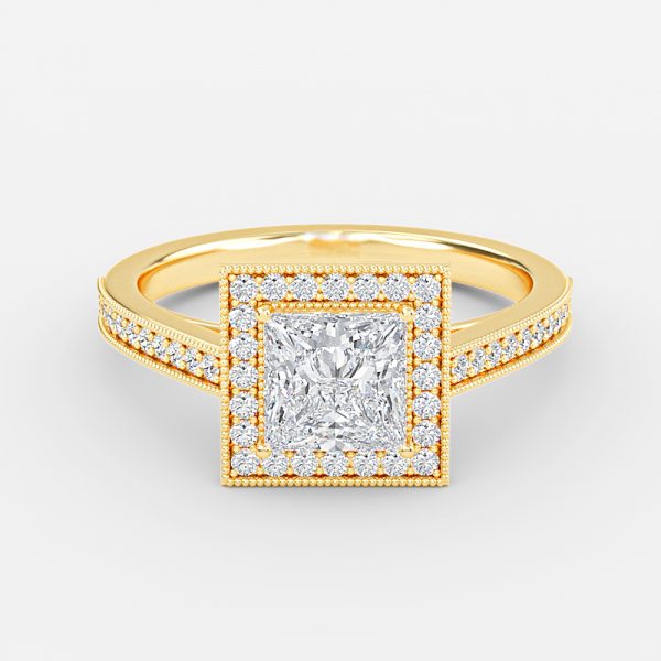 Princess Halo Engagement Ring