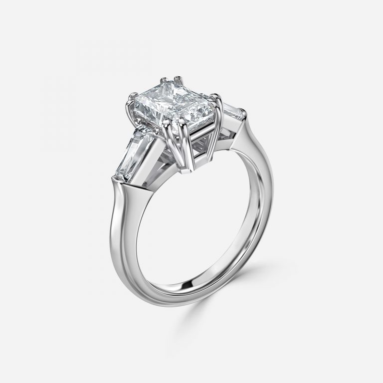 Radiant Three Stone Engagement Ring