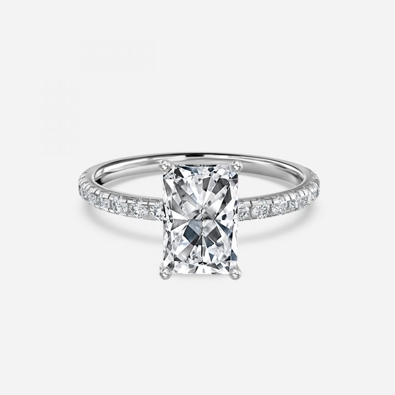 Radiant Diamond Band Engagement Ring