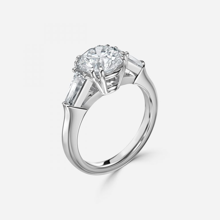 Round Three Stone Engagement Ring
