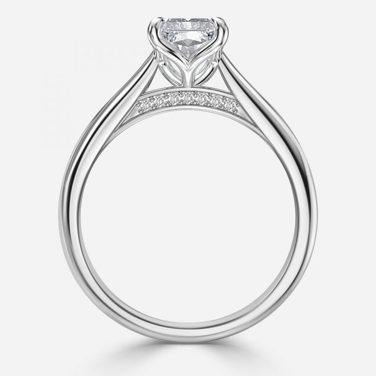 Radiant Hidden Halo Engagement Ring