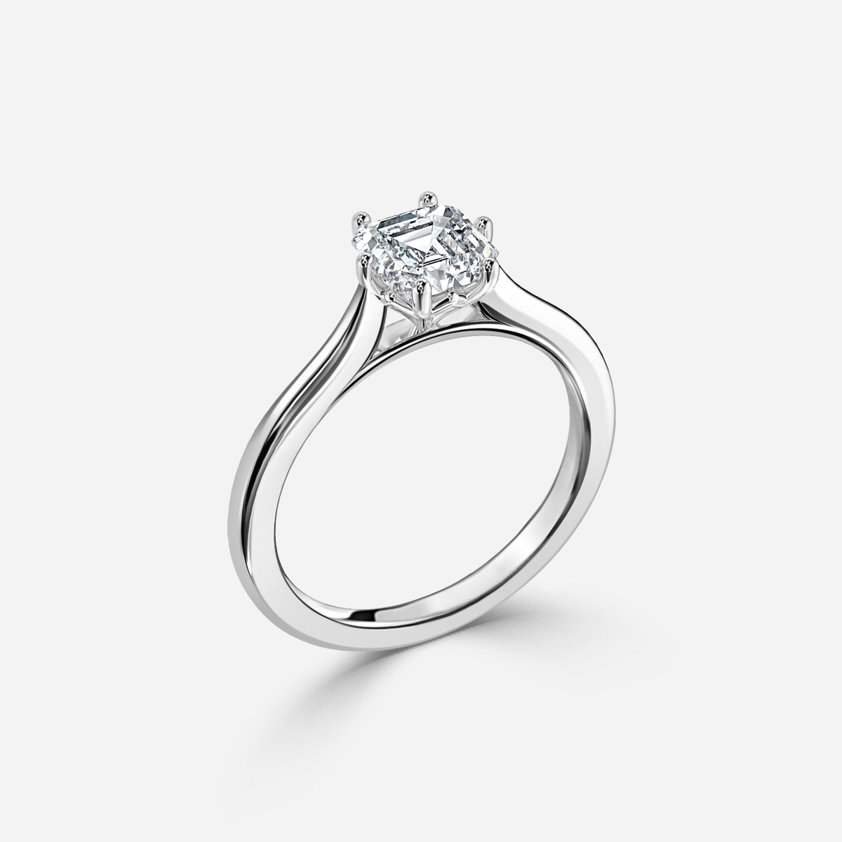 Asscher Solitaire Engagement Ring