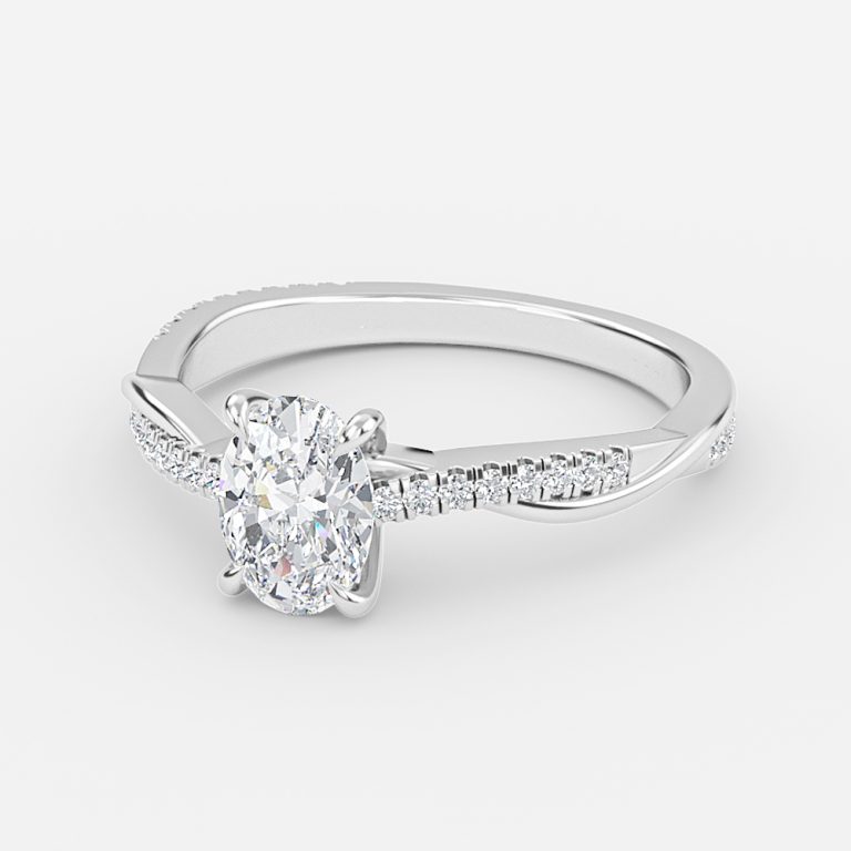 Oval Diamond Band Engagement Ring