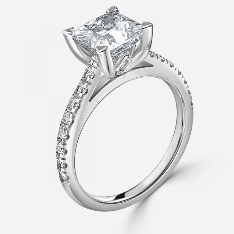 Princess Diamond Band Engagement Ring
