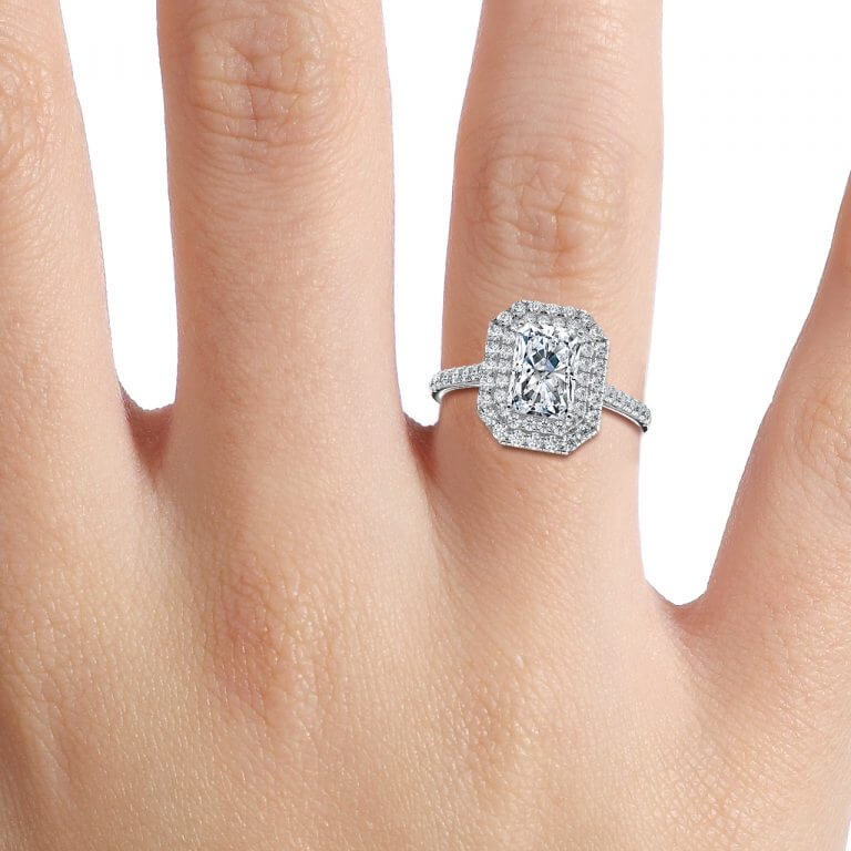 Radiant Double Halo Engagement Ring