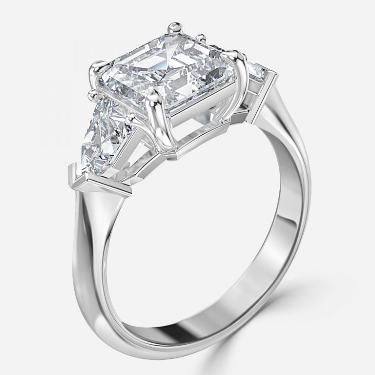 Asscher Three Stone Engagement Ring