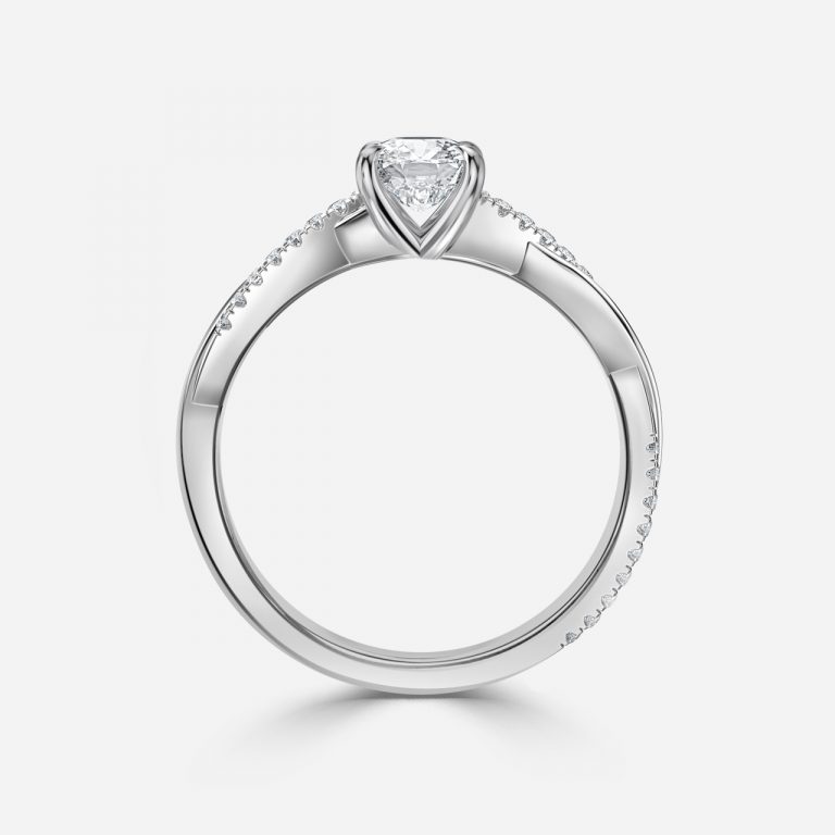Cushion Diamond Band Engagement Ring