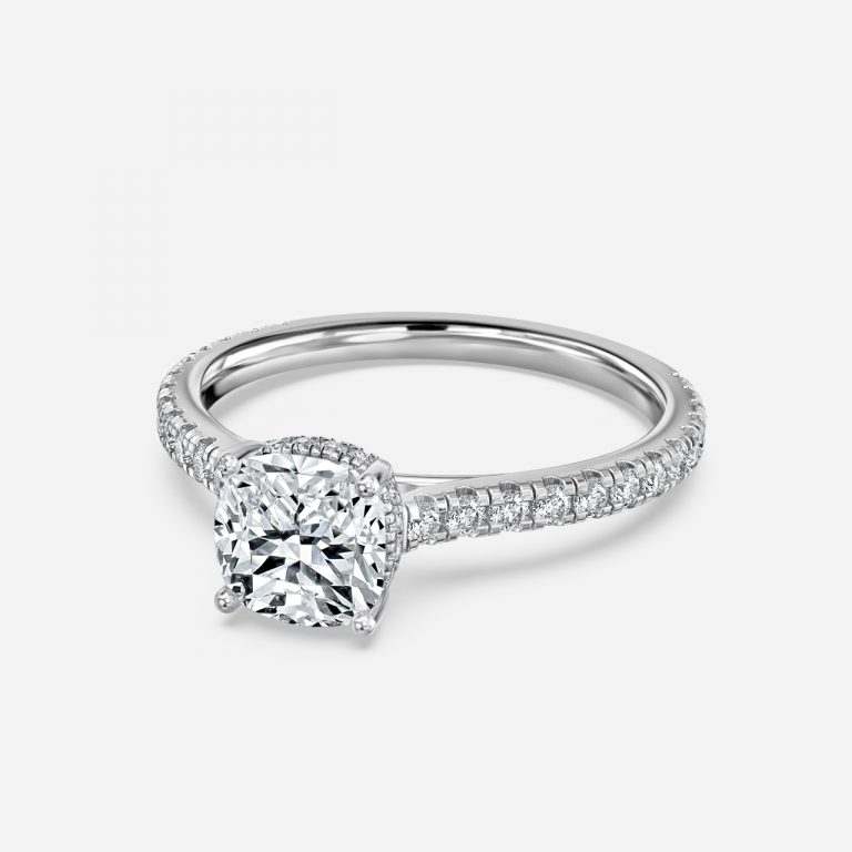 Cushion Hidden Halo Engagement Ring