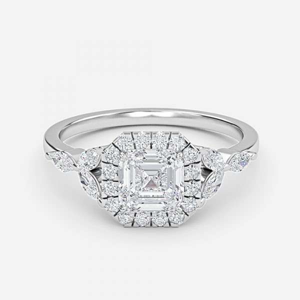 Asscher Halo Engagement Ring