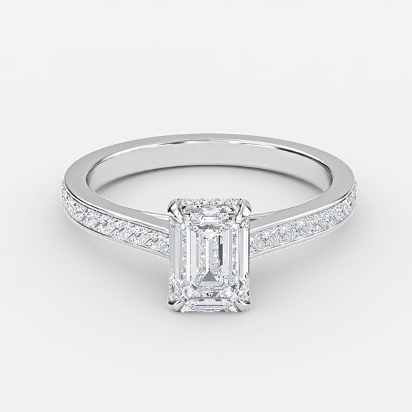 Emerald Hidden Halo Engagement Ring