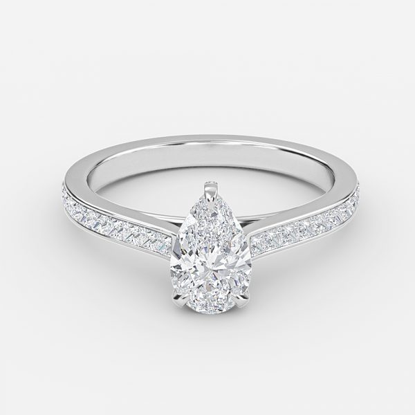 Pear Hidden Halo Engagement Ring