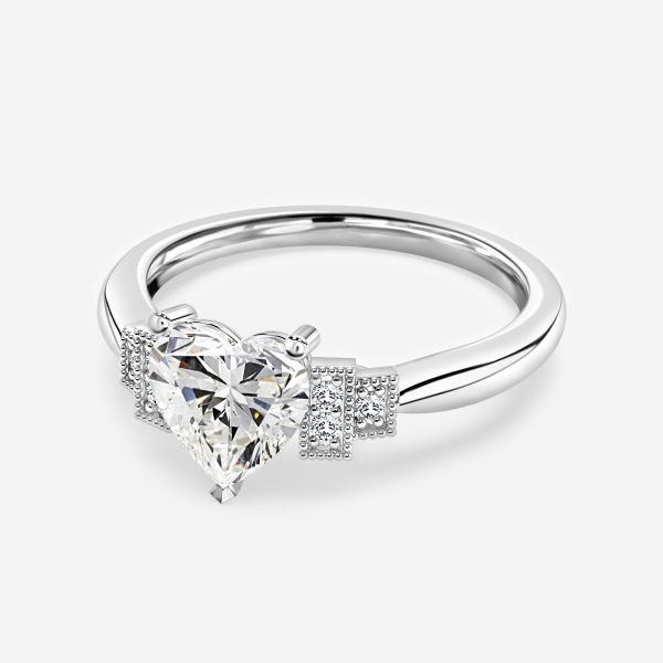 Heart Three Stone Engagement Ring