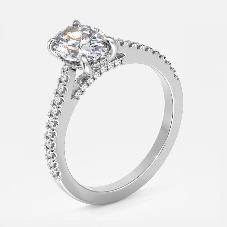 Oval Hidden Halo Engagement Ring