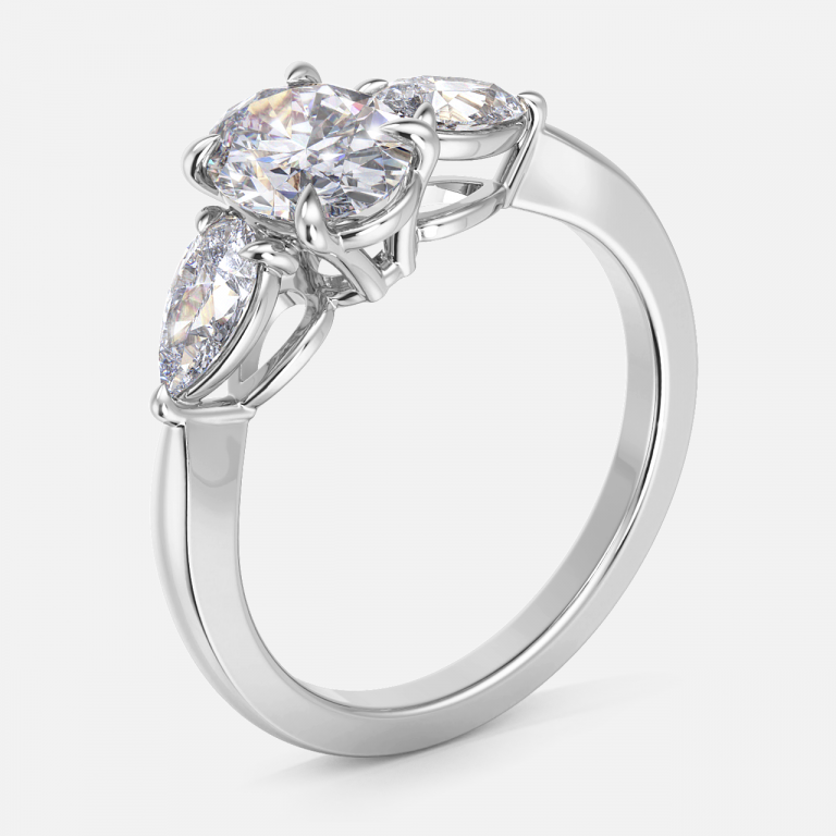 Oval Three Stone Engagement Ring