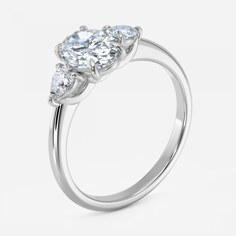 Oval Three Stone Engagement Ring