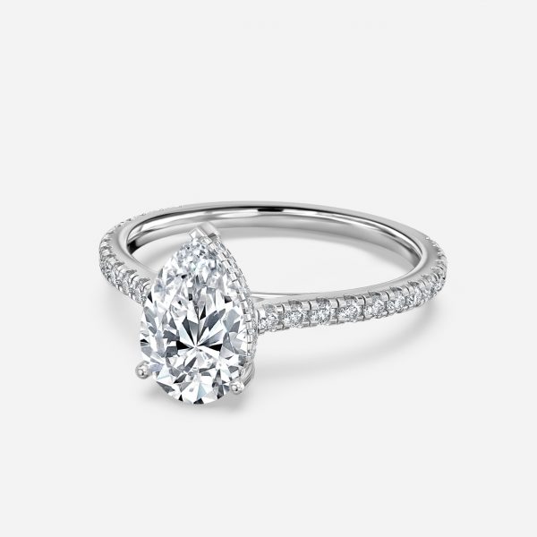 Pear Hidden Halo Engagement Ring