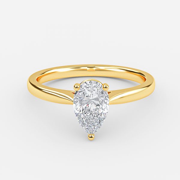 Plain Pear Solitaire Engagement Ring