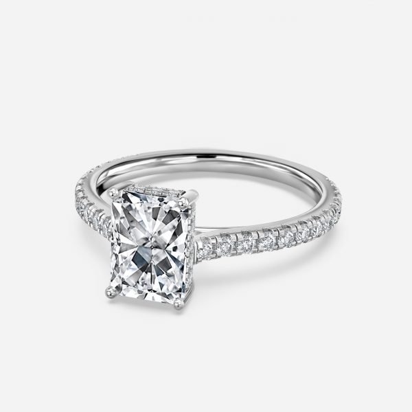 Radiant Hidden Halo Engagement Ring