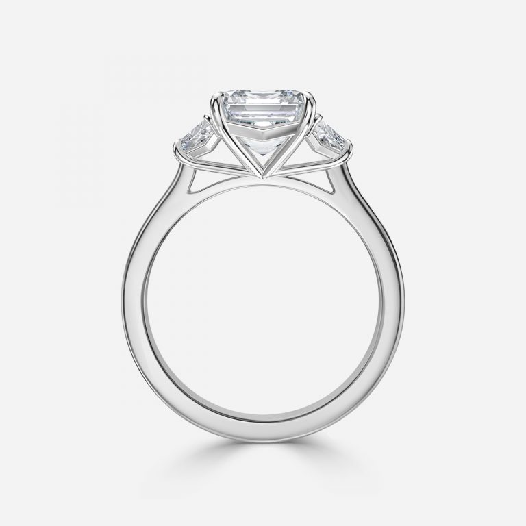 Asscher Three Stone Engagement Ring