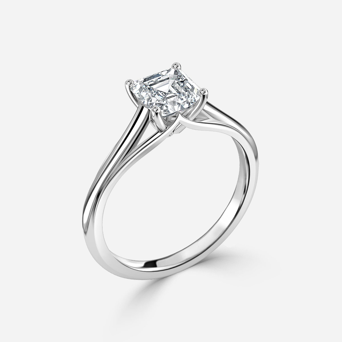 Asscher Solitaire Engagement Ring